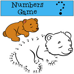 Educational games for kids: Numbers game. Little cute baby bear.