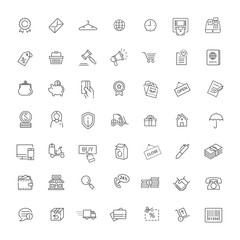 Thin lines web icons set - E-commerce, shopping
