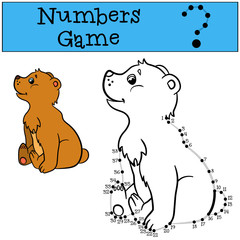 Educational games for kids: Numbers game with contour. Little cute baby bear.