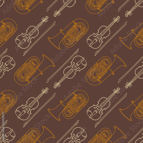 "classical music instruments seamless pattern." Stock image and royalty