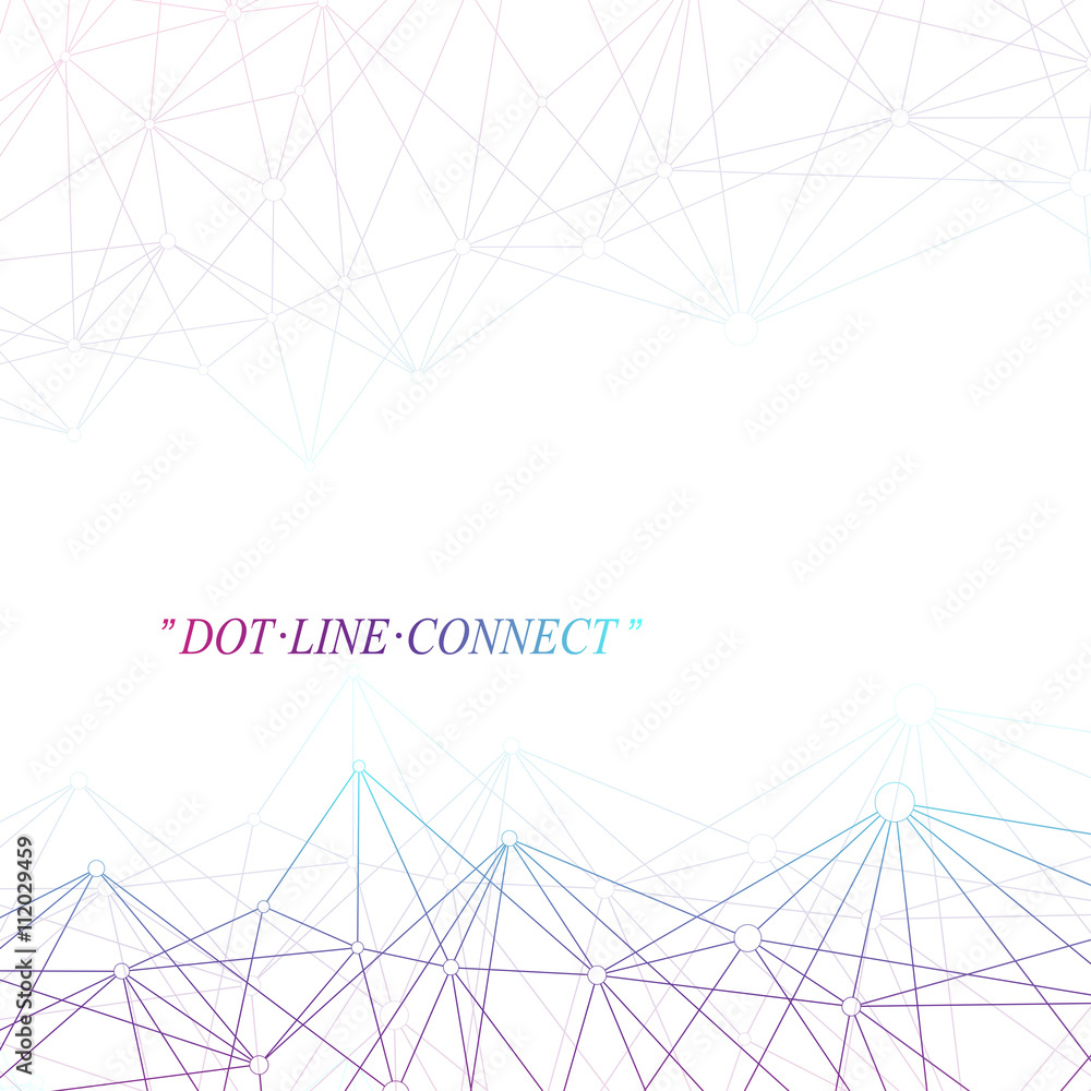 Poster Colorful graphic background molecule and communication. Connection line with dots. Geometric abstract composition for your design. Science, technology background. Vector illustration.