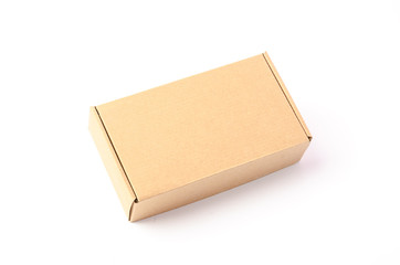 Cardboard brown box or Craft package box isolated on a white background