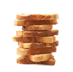 Stack of rusks isolated over the white background