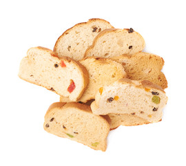 Pile of rusks isolated over the white background