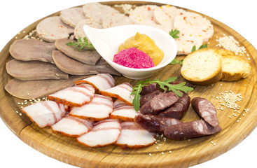 meat dish with several kinds of sausages