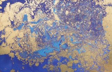 Blue watercolor hand drawn marbling illustration