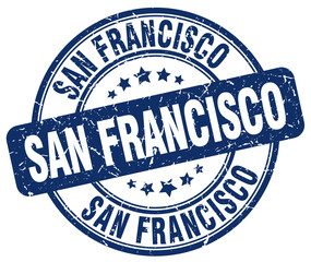 San Francisco blue grunge round vintage rubber stamp