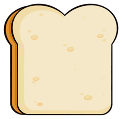 Cartoon Bread Slice. Illustration Isolated On White Background