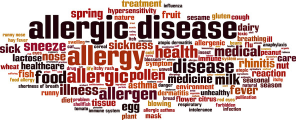 Obraz premium Allergic disease word cloud concept. Vector illustration