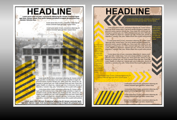 Infographic brochure template with building under construction