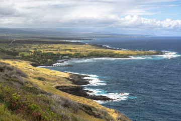 Fototapeta na wymiar View of the coast along Honuapo Bay in Big Island, Hawaii 