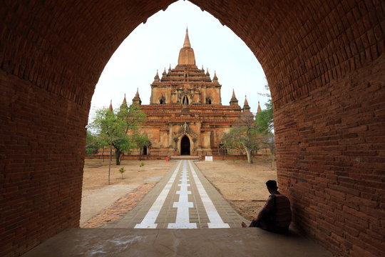 Sulamani Temple framed by it's own entrance at Bagan Myanmar.