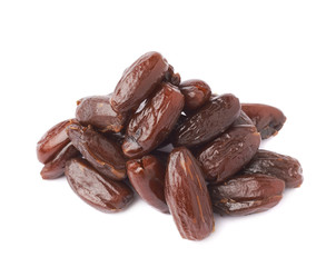 Pile of date fruits over isolated white background surface