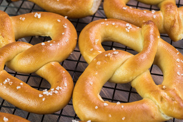 Salted fresh baked soft pretzels.