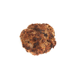 Single hand made cutlet isolated over white background
