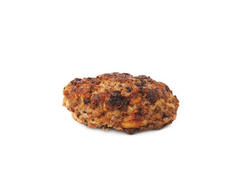 Single hand made cutlet isolated over white background
