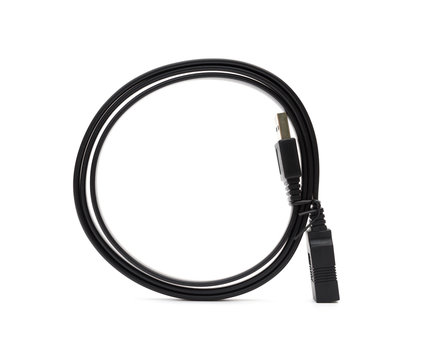 black usb cable on a white background