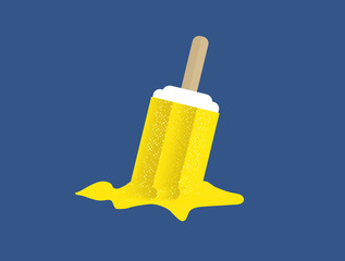 Yellow ice cream bar drop and melt on the floor