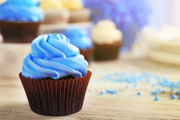 Cupcakes on wooden table
