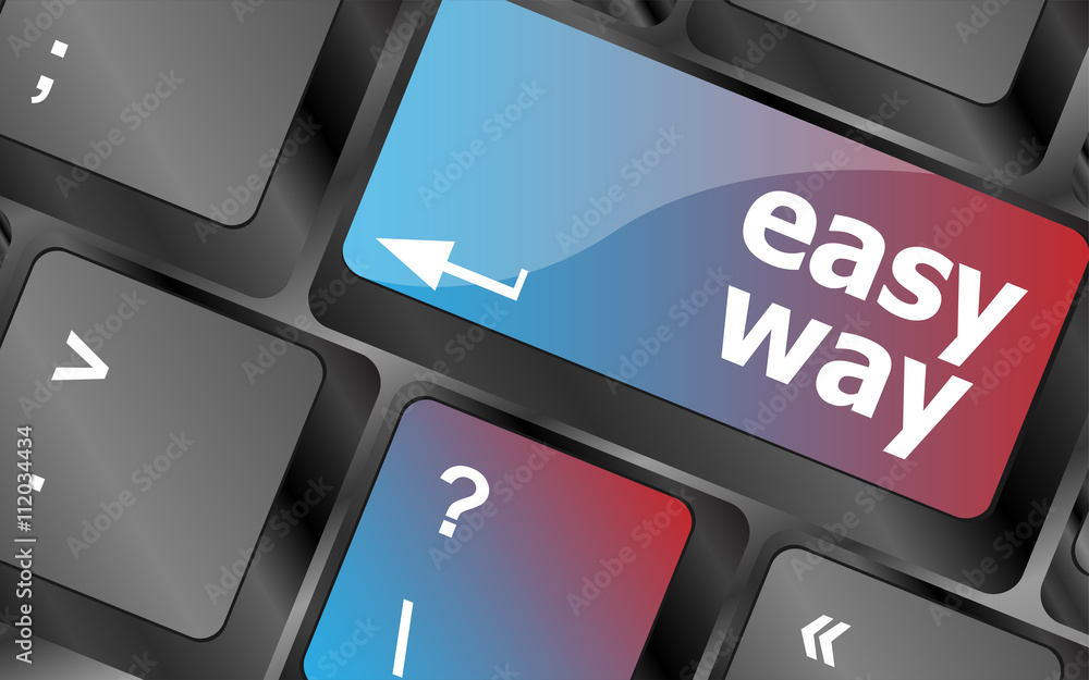 Poster easy way green button on the keyboard close-up vector, keyboard key, keyboard button, vector keyboar
