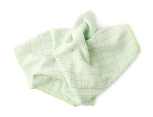 Green rag over white isolated background