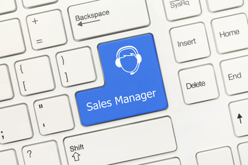 White conceptual keyboard - Sales Manager (blue key)