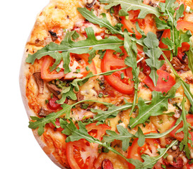 Delicious fresh pizza isolated on white