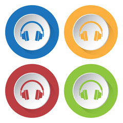 set of four icons - headphones