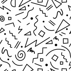 Retro 80s seamless pattern in black and white