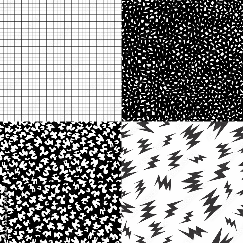 Wall mural 80s retro memphis pattern set with geometric shape