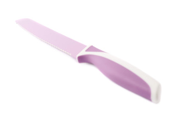 Steel violet knife isolated over the white background