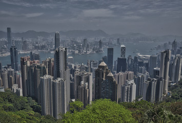 Obraz premium Hong Kong and Victoria Bay from the Island Peak