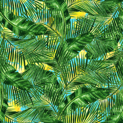 Watercolor Seamless pattern - Tropical background 