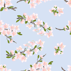 Seamless texture cherry blossoms  natural background vector illustration