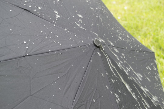raindrops on a black umbrella
