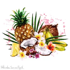 Foto op Canvas Watercolor Summer Clipart - Tropical Fruit © nataliahubbert