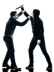 men krav maga fighters fighting isolated