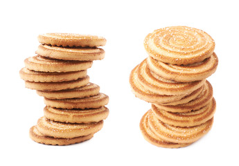 Twisted stack of cookies isolated over the white background