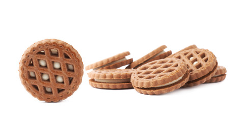 Pile of cookies isolated over the white background