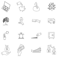 Fototapeta premium Money icons set, thin line style