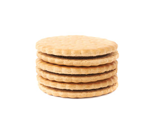 Stack of cookies isolated over the white background