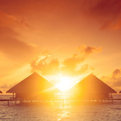 Sunset on Maldives island