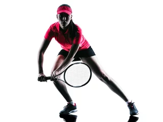 Foto op Canvas woman tennis player sadness silhouette © snaptitude