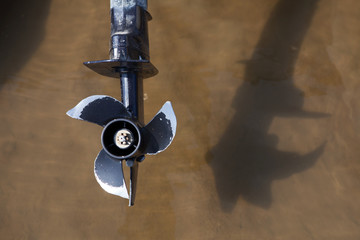 boat propeller,  Baot propeller installed on the engine
