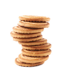 Twisted stack of cookies isolated over the white background