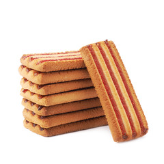 Stack of cookies isolated over the white background