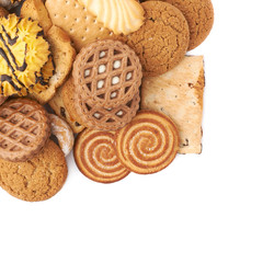 Pile of mix cookies isolated over the white background