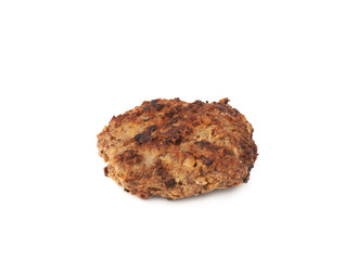 Single hand made cutlet isolated over white background