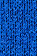 blue patterned knitted fabric