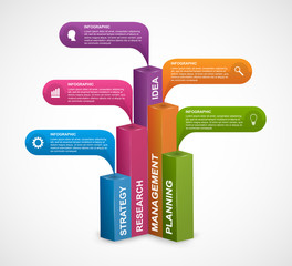 Abstract 3D digital options infographics template.